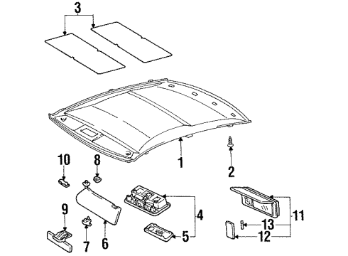 2000 Lexus SC400 Interior Trim - Roof Lamp Assy, Map Diagram for 81260-24040-A2