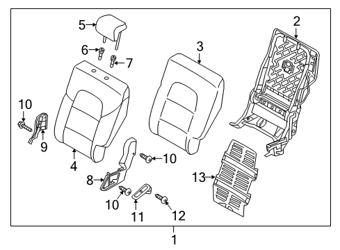2019 Kia Sportage Rear Seat Components Pad Assembly-Rear Seat Back Diagram for 89350D9000