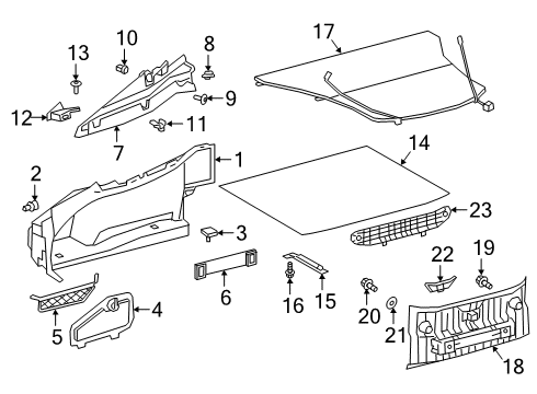 2022 Toyota GR Supra Interior Trim - Rear Body Luggage Cover Diagram for 64330-WAA01