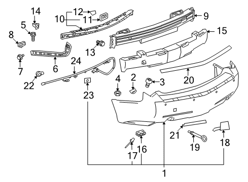 2011 Cadillac CTS Rear Bumper Molding Diagram for 25829906