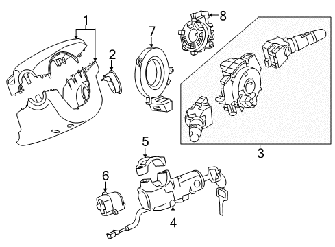 2015 Chevrolet City Express Shroud, Switches & Levers Steering Sensor Assembly Diagram for 19316644