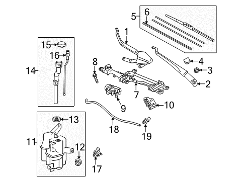 2015 Toyota Prius Wiper & Washer Components Front Blade Diagram for 85222-47100