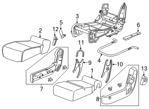 2013 Honda Odyssey Second Row Seats Bar, Center Seat Towel Diagram for 81998-TK8-A21
