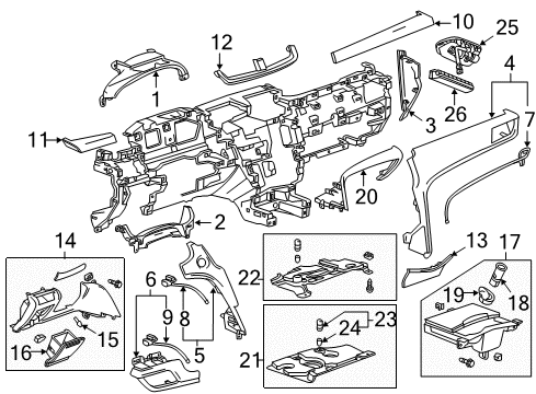 2013 Cadillac XTS Cluster & Switches, Instrument Panel Upper Trim Diagram for 23120321