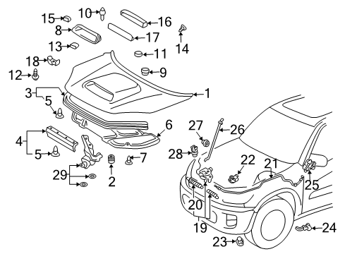 2003 Toyota RAV4 Hood & Components Lock Diagram for 53510-42060