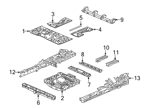 2019 Honda Odyssey Pillars, Rocker & Floor - Floor & Rails Sill, R. Inside Diagram for 65140-THR-305ZZ