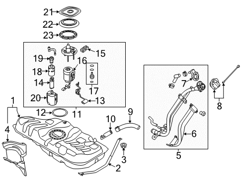 2018 Kia Forte Fuel Supply Fuel Tank Assembly Diagram for 31150A7500