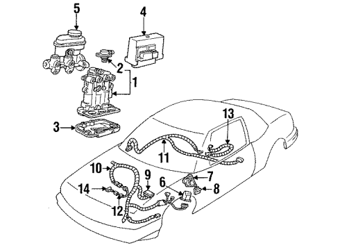 1996 Buick Regal ABS Components Electronic Brake Control Module Assembly Diagram for 16240001