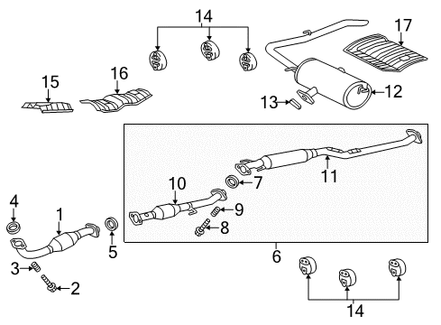 2012 Toyota Sienna Exhaust Components Converter & Pipe Diagram for 17420-0P300