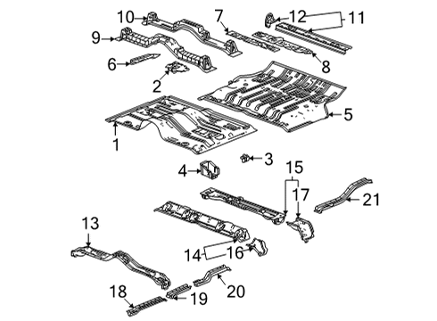 2021 GMC Yukon Floor & Rails Rear Extension Diagram for 84598190