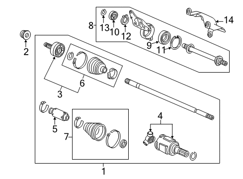 2015 Honda CR-Z Drive Axles - Front Driveshaft Assembly, Passenger Side Diagram for 44305-SZT-G51