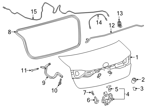 2022 Toyota Corolla Trunk Lid & Components Release Cable Diagram for 64607-12B10