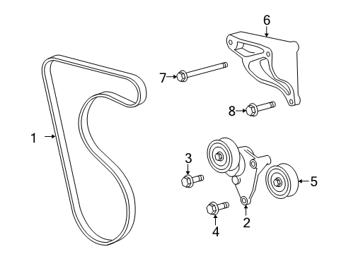 2009 GMC Yukon Belts & Pulleys Serpentine Idler Pulley Diagram for 12580774