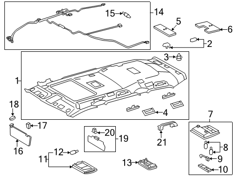 2017 Lexus LX570 Interior Trim - Roof Overhead Lamp Diagram for 81360-60080-C0