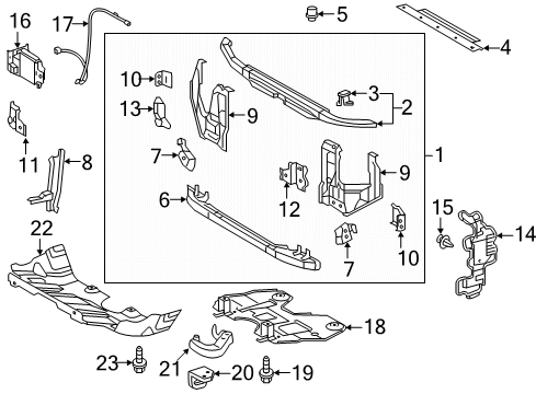 2021 Toyota Tacoma Radiator Support, Splash Shields Side Panel Mount Bracket Diagram for 53257-04020