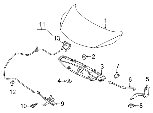 2018 Nissan Versa Note Hood & Components Rod Hood Support Diagram for F5771-3WCMA