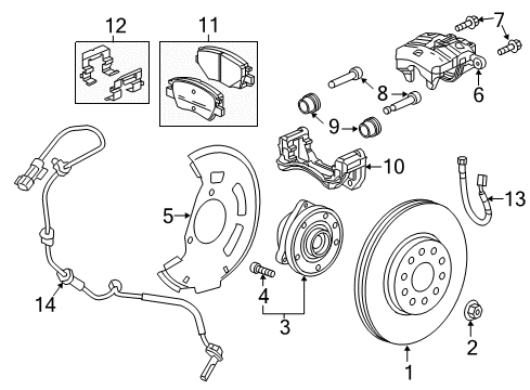 2016 Chevrolet Volt Front Brakes Brake Hose Diagram for 23359581