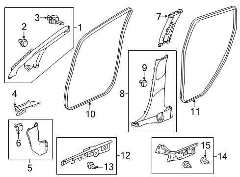 2016 Honda Fit Interior Trim - Pillars, Rocker & Floor Garnish Assy., L. FR. Pillar *NH882L* (PLATINUM GRAY) Diagram for 84151-T5R-A01ZA