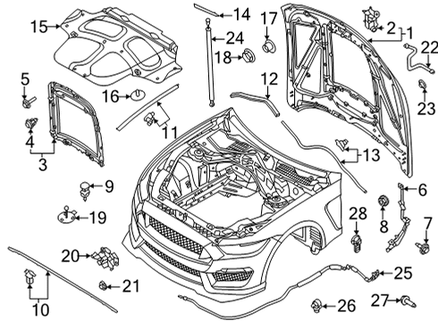 2021 Ford Mustang Hood & Components Tank Strap Bolt Diagram for -W716824-S442