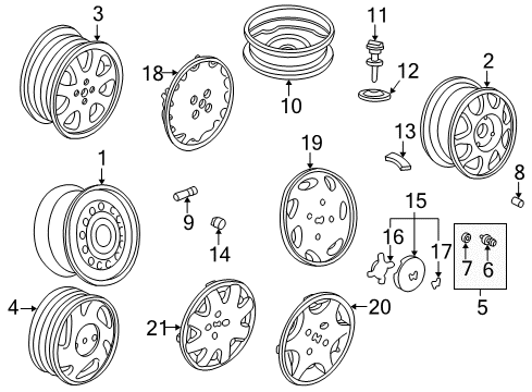 2000 Honda Civic Wheels, Covers & Trim Nut, Wheel (Key Fasteners) Diagram for 90381-SV1-901