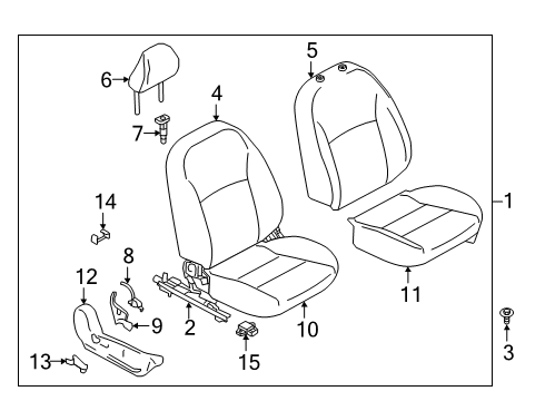 2018 Nissan Kicks Passenger Seat Components Pad Assembly-Back, Front Seat, RH Diagram for 87611-5RL2A