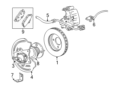 2003 Ford Mustang Anti-Lock Brakes Splash Shield Diagram for YR3Z-2C028-AA