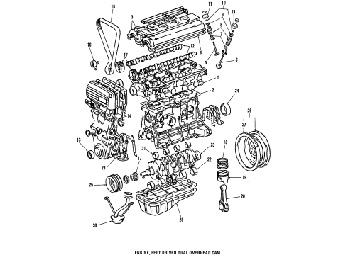 1985 Toyota Corolla Engine Parts, Mounts, Cylinder Head & Valves, Camshaft & Timing, Oil Pan, Oil Pump, Crankshaft & Bearings, Pistons, Rings & Bearings Overhaul Gasket Set Diagram for 04111-16025