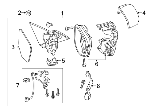 2017 Honda Civic Outside Mirrors Mirror Sub-Assembly, Driver Side (Flat Black) (R.C.) Diagram for 76258-TBA-C03ZA