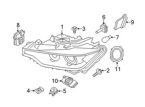 2014 BMW 328i GT xDrive Bulbs Driver Module, Headlights Diagram for 63117316147