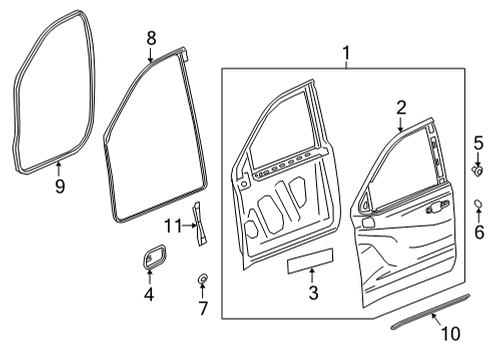 2022 Chevrolet Silverado 2500 HD Door & Components Front Weatherstrip Diagram for 84050205