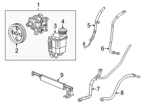 2010 Dodge Ram 2500 P/S Pump & Hoses Power Steering Pump And Pulley Diagram for 52013980AE