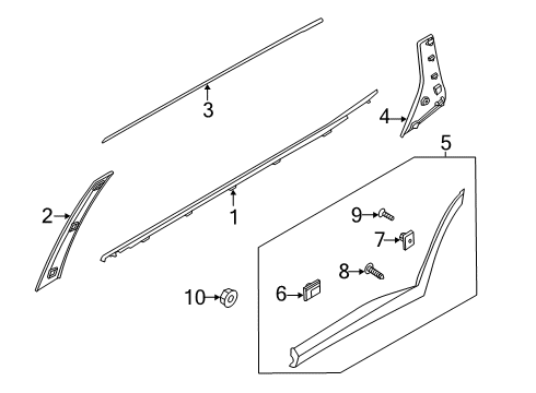 2021 Hyundai Palisade Exterior Trim - Rear Door GARNISH Assembly-RR Dr RR Frame, LH Diagram for 83270-S8000