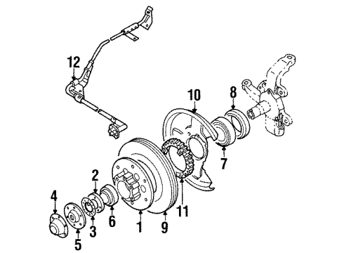 1996 Isuzu Rodeo Front Brakes Sensor, Right Front Speed Diagram for 8-10456-227-0
