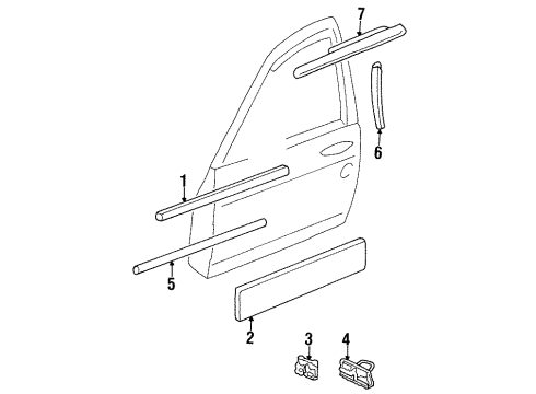 1995 Chevrolet Monte Carlo Exterior Trim - Door Molding, Front Side Door Upper-LH *Paint To Mat Diagram for 12491264