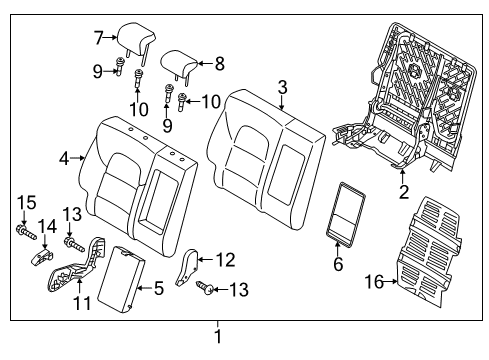 2019 Kia Sportage Rear Seat Components Cover-2ND Cushion Outer Outside Diagram for 89490D9000BGJ