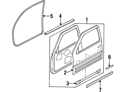 2002 Isuzu Rodeo Front Door & Components, Exterior Trim Molding, R. FR. Door Diagram for 8-97219-633-0