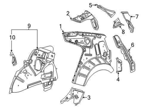 2021 Cadillac CT4 Inner Structure - Quarter Panel Upper Extension Diagram for 84564855