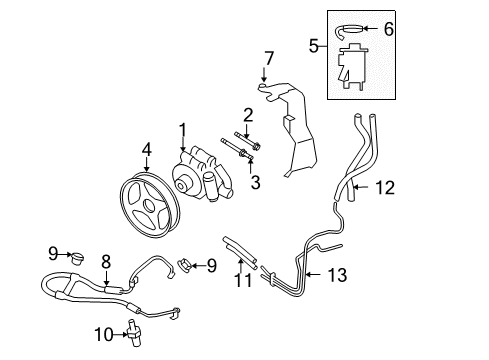 2005 Ford F-150 P/S Pump & Hoses, Steering Gear & Linkage Pressure Hose Diagram for 8L3Z-3A719-J
