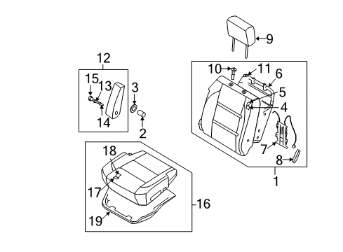 2008 Nissan Titan Front Seat Components Trim Assy-Front Seat Cushion Diagram for 87370-ZR00A