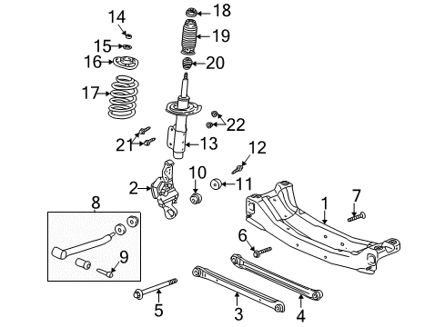 2001 Oldsmobile Alero Rear Suspension Components, Stabilizer Bar Mount Bolt Diagram for 22601647