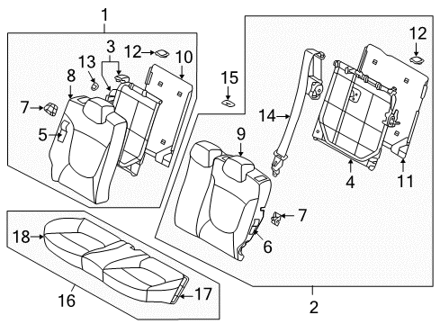 2016 Hyundai Accent Rear Seat Ring-Retainer Diagram for 14611-04003