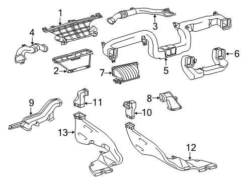 2016 Toyota Tundra Ducts Heater Duct Diagram for 55844-0C050