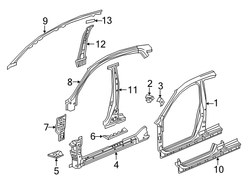 2017 Honda Civic Aperture Panel, Center Pillar, Hinge Pillar, Rocker Pillar, L. FR. (Lower) (Inner) Diagram for 64531-TGG-306ZZ