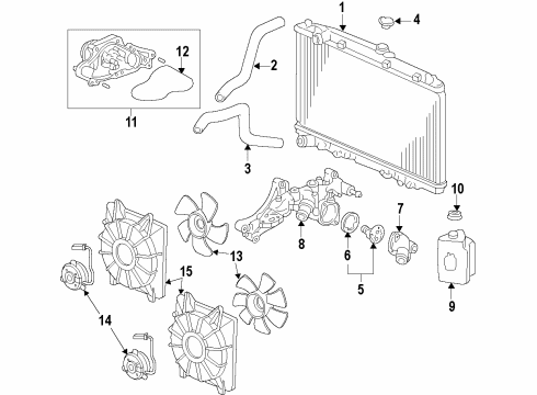 2017 Acura RLX Cooling System, Radiator, Water Pump, Cooling Fan Shroud (Denso) Diagram for 19015-R9P-A01