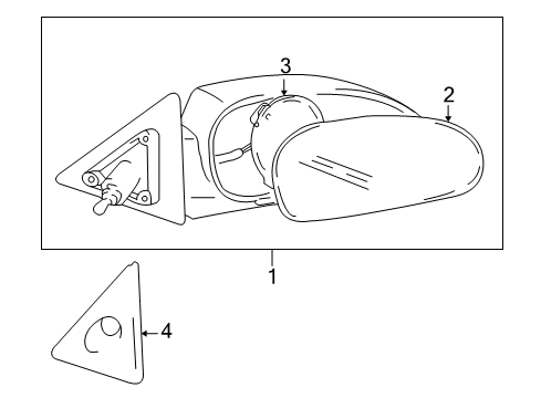 2002 Hyundai Accent Outside Mirrors Mirror Assembly-Outside Rear View, LH Diagram for 87610-25610