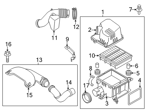 2011 Kia Forte Koup Air Intake Duct-Air Diagram for 282101M500