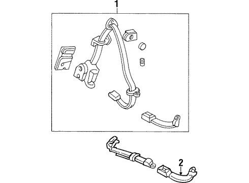 1992 Acura Integra Rear Seat Belts Seat Belt Set, Left Rear (3P-Elr) (Graphite Black) Diagram for 04828-SK8-A01ZB