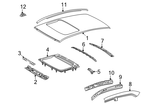 2011 Toyota Corolla Roof & Components, Exterior Trim Sunroof Reinforcement Diagram for 63103-02050