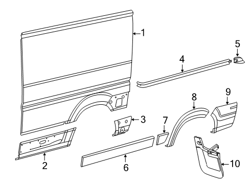 2021 Ram ProMaster 2500 Side Panel & Components, Exterior Trim Molding-Quarter Wheel Opening Diagram for 5LP20JXWAB