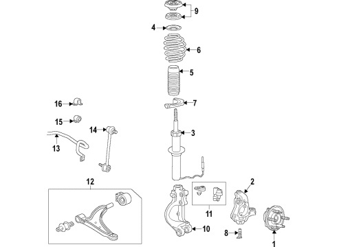 2018 Cadillac XTS Front Suspension Components, Lower Control Arm, Ride Control, Stabilizer Bar Strut Diagram for 84684722